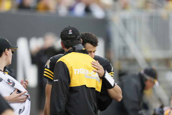 Sep 19, 2015; Hamilton, Ontario, Canada; Edmonton Eskimos defeat the Hamilton Tiger-Cats 25-18 at Tim Hortons Field. Mandatory Credit: John E. Sokolowski