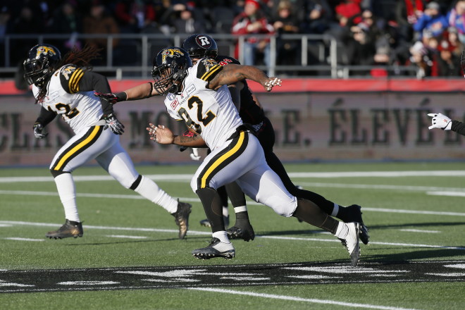 Nov 22, 2015; Ottawa, ON; Ottawa RedBlacks defeat the Hamilton Tiger-Cats 35-28 in the East Final at TD Place Stadium.  Photo/mandatory credit John E. Sokolowski