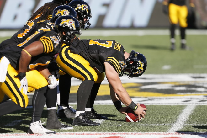 Aug 9, 2015; Hamilton, Ontario, Canada; Hamilton Tiger-Cats defeat the Winnipeg Blue Bombers38-8 at Tim Hortons Field. Mandatory Credit: John E. Sokolowski