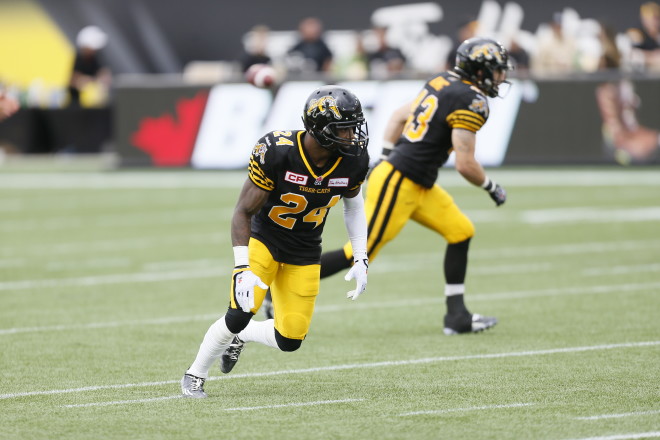 Sep 19, 2015; Hamilton, Ontario, Canada; Edmonton Eskimos defeat the Hamilton Tiger-Cats 25-18 at Tim Hortons Field. Mandatory Credit: John E. Sokolowski