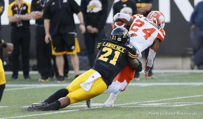 July 1, 2016; Hamilton, Ontario, CAN; BC Lions at Hamilton Tiger-Cats at Tim Hortons Fieldl. Mandatory Credit: John E. Sokolowski