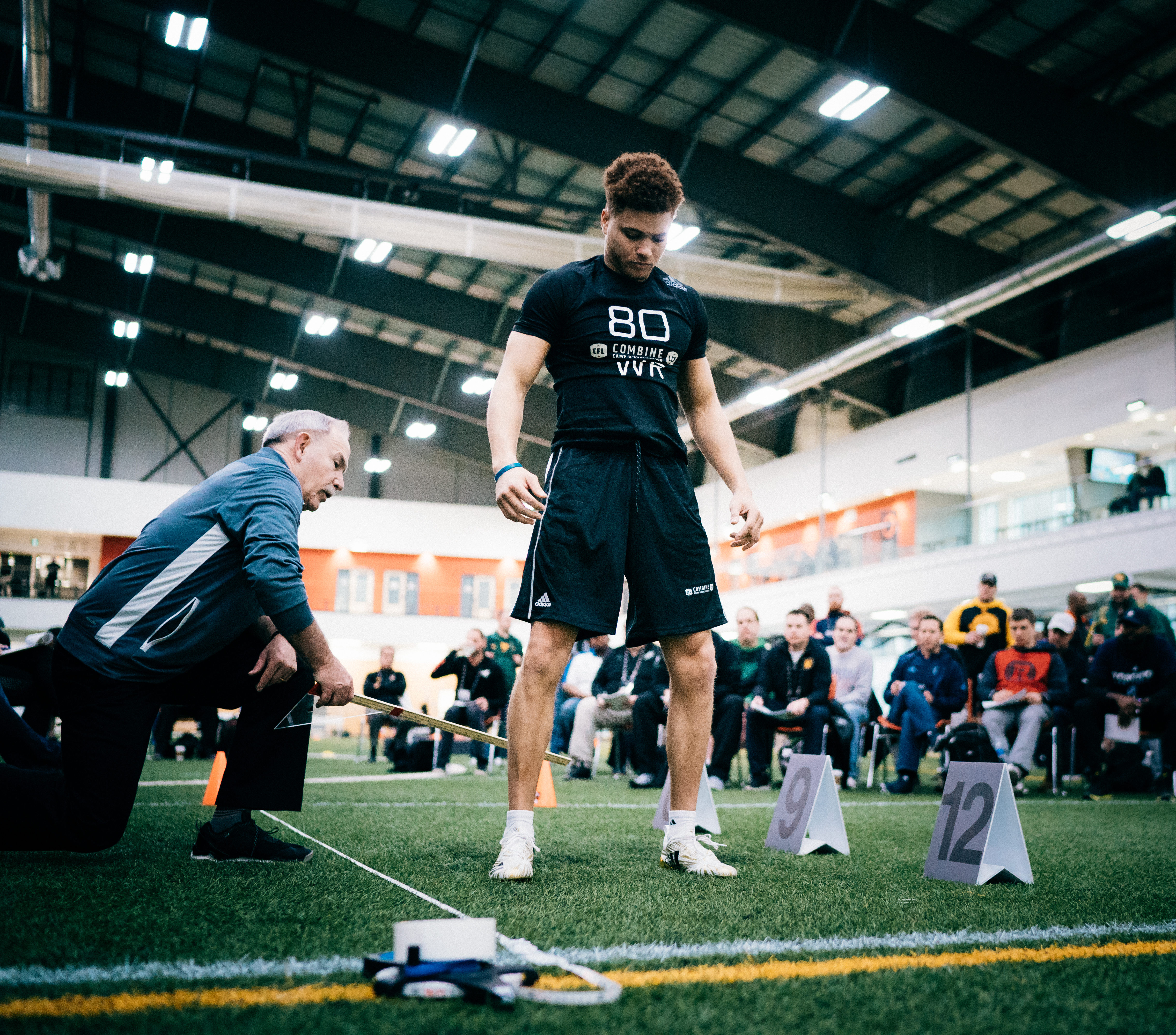 Mark Chapman (80) during the CFL Combine at the Axworthy Health & RecPlex Centre in Winnipeg MB, Sunday, March 25, 2018 (Photo: Johany Jutras)