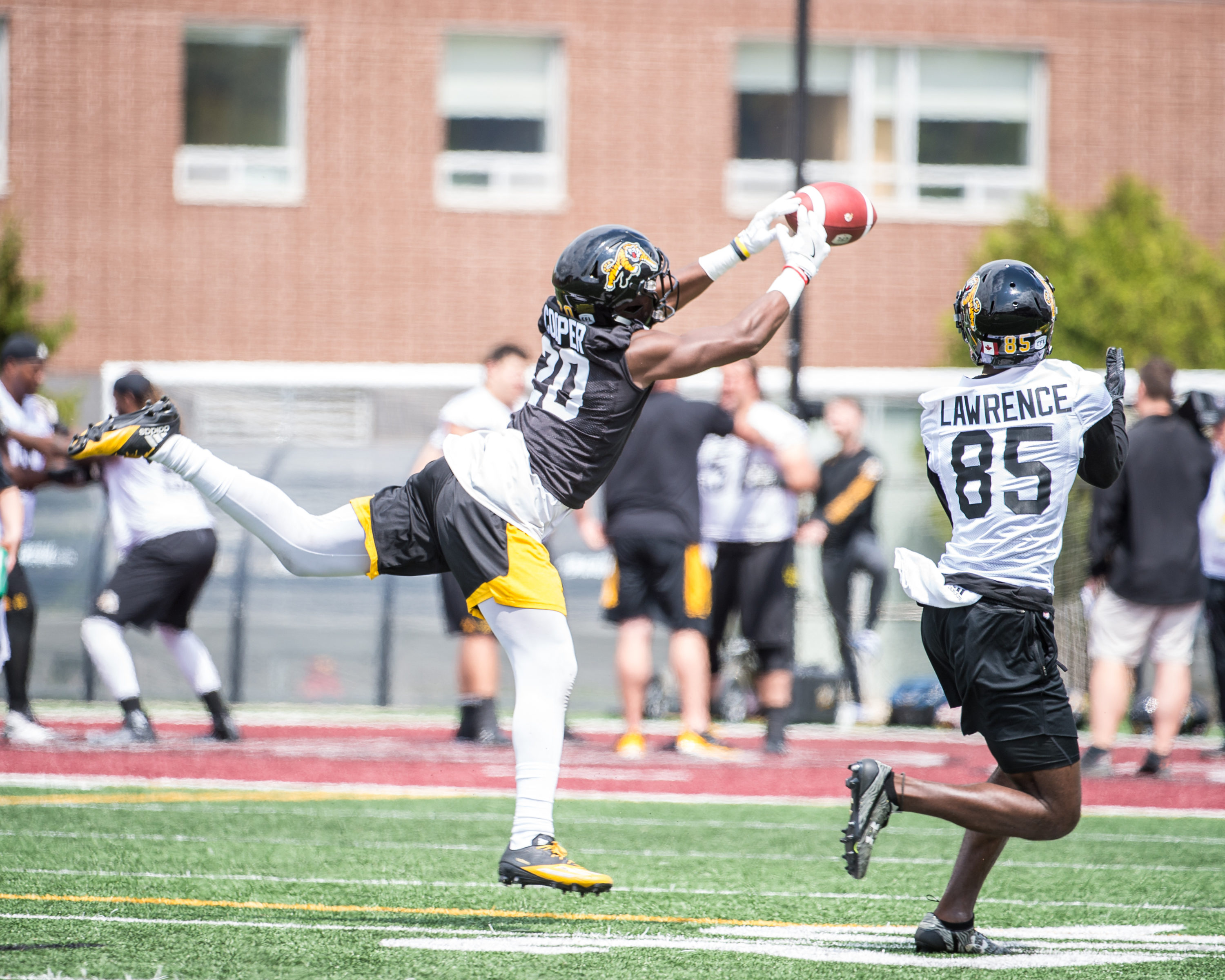 HAMILTON, ON - MAY 20, 2018: 2018 Hamilton Tiger Cats training camp,, (Photo by Ryan McCullough / Hamilton Tiger Cats)